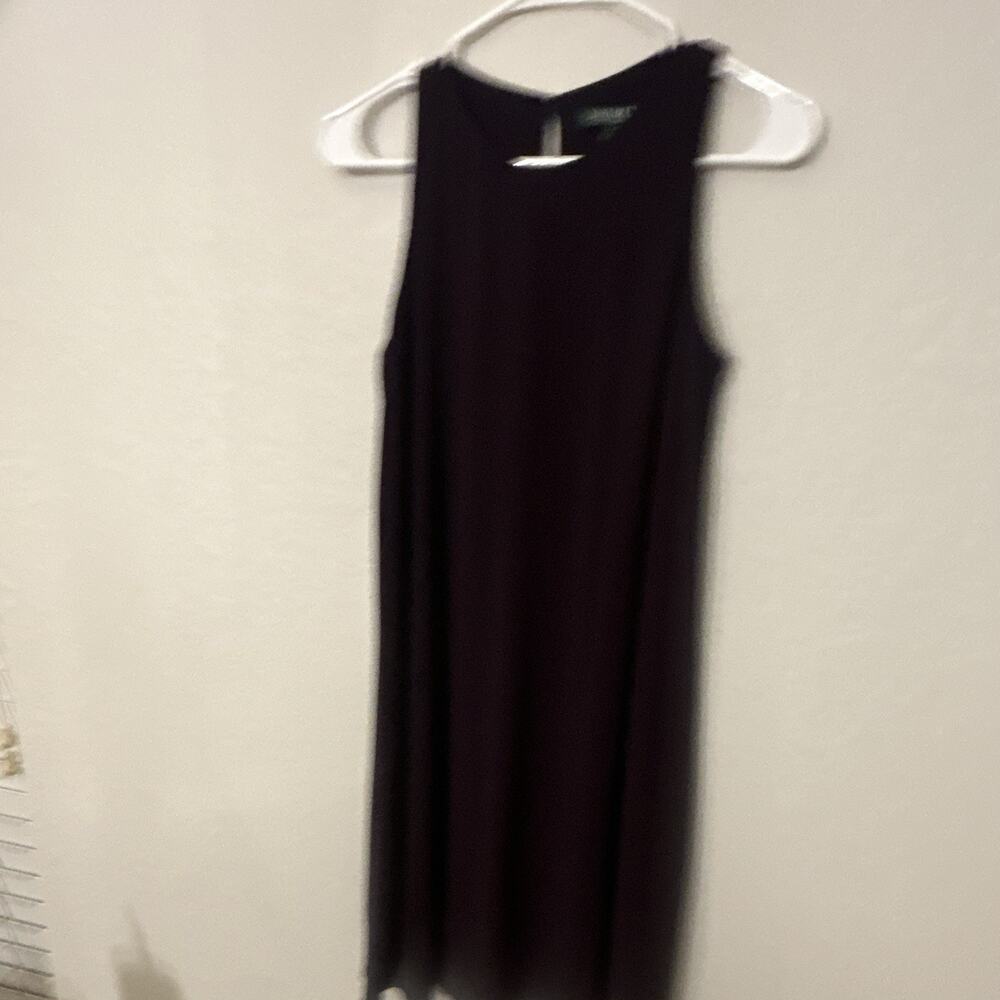 Lauren Ralph Lauren Purple Solid Round Neck Sleeveless Knee Length Dress 4